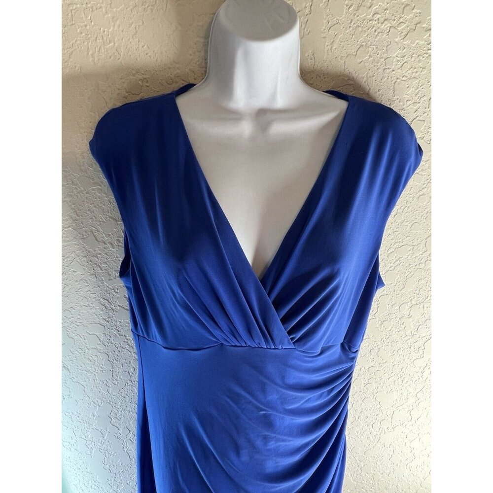 Lauren Ralph Lauren Evening Maxi Dress Womens 12 Navy Blue Draped Neck NEW NWT - Picture 6 of 14
